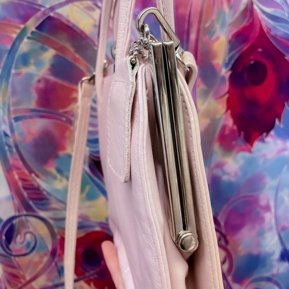 Jacqueline Ferrar || Pearl Pink Plush Classic Little Shoulder Clutch Style Purse - Picture 4 of 13